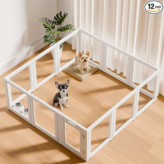 EVERFRONT Clear Acrylic Dog Playpen - Transparent Dog Play Pen