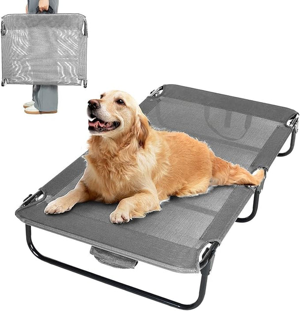Elevated Dog Bed for Large Pet with No-Slip Feet, Foldable Portable Washable Raised Bed for