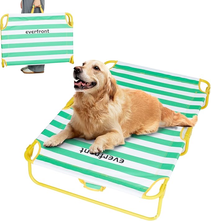 Elevated Dog Bed for Large Pet with No-Slip Feet, Foldable Portable Washable Raised Bed for