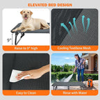 Elevated Dog Bed for Large Pet with No-Slip Feet, Foldable Portable Washable Raised Bed for